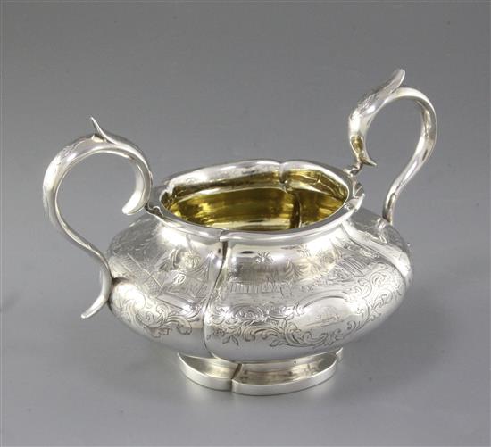 An early Victorian silver two handled sugar bowl, Width (to handles) 8”/204mm Weight 15oz/424grms